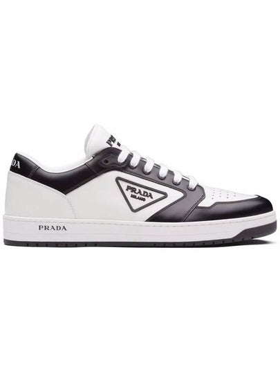 District Triangle Logo Leather Low Top Sneakers White Black - PRADA - BALAAN 2