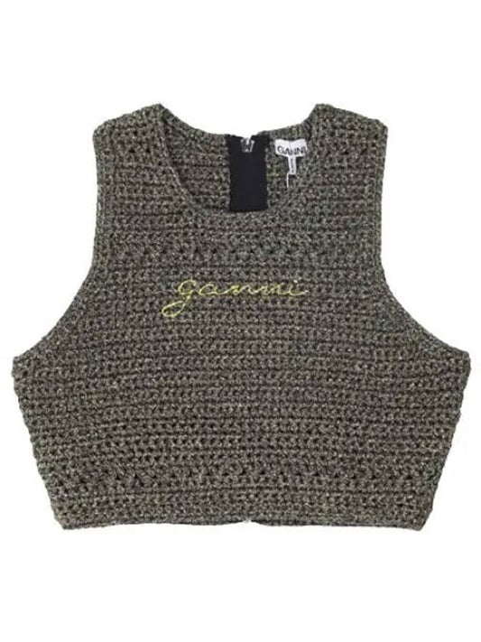 crochet top tank women sleeveless - GANNI - BALAAN 1