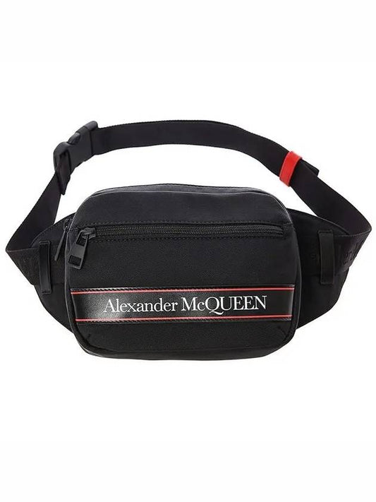 logo line belt bag black - ALEXANDER MCQUEEN - BALAAN.
