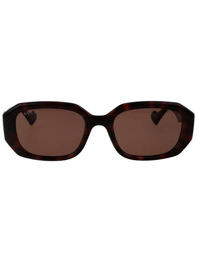 Eyewear Double G Geometric Frame Sunglasses Brown - GUCCI - BALAAN 2