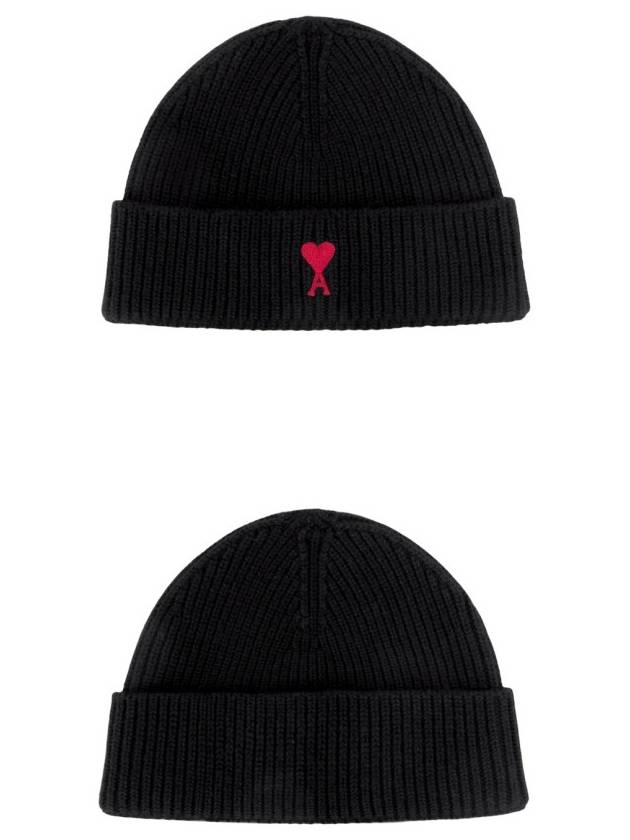 BFUHA106 018 009 Heart Logo Embroidered Wool Beanie Black Hat TJ - AMI - BALAAN 5