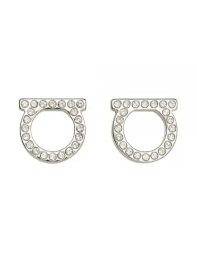 Gancini Crystal Large Earrings Silver - SALVATORE FERRAGAMO - BALAAN 2