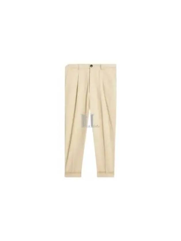 Pleats Tapered Leg Cotton Slacks Light Beige - AMI - BALAAN 2