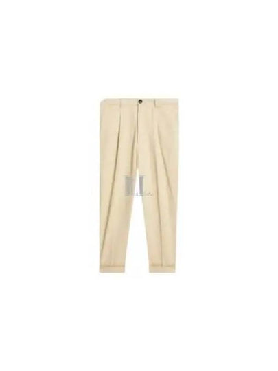 Pleats Tapered Leg Cotton Slacks Light Beige - AMI - BALAAN 2