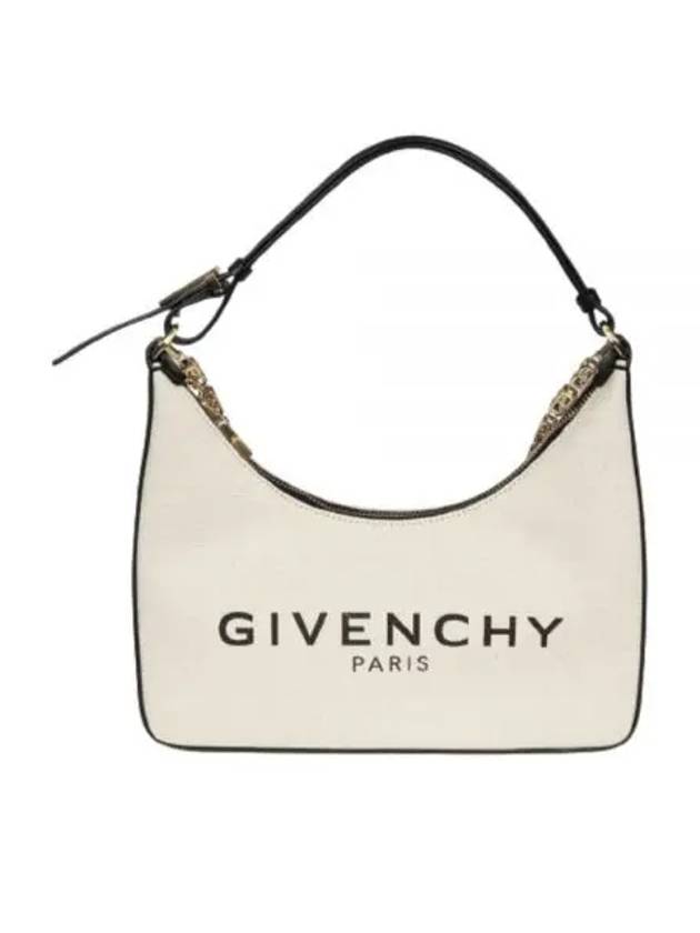 Moon Cut-out Chain Canvas Small Shoulder Bag Beige Black - GIVENCHY - BALAAN 2