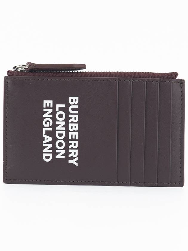 Logo Zipper Card Wallet Burgundy - BURBERRY - BALAAN 2