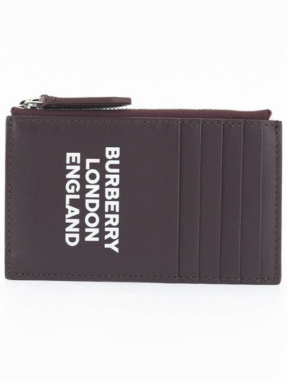 Logo Zipper Card Wallet Burgundy - BURBERRY - BALAAN 2