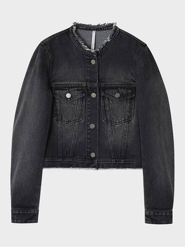 Raw Cropped Trucker Denim Jacket Grey - NOIRER FOR WOMEN - BALAAN 3