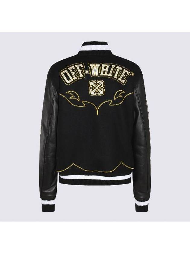 Bling Horsehoe Varsity Bomber Jacket Black - OFF WHITE - BALAAN 3