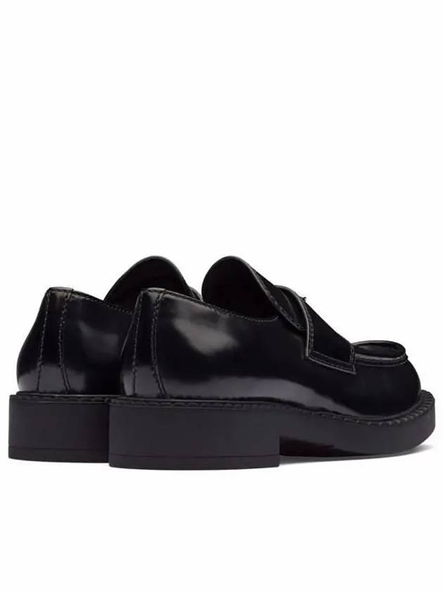 Chocolate Brushed Leather Loafers Black - PRADA - BALAAN 8