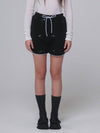 Ribbon Pointed Fleece Short pants Black - OPENING SUNSHINE - BALAAN 1