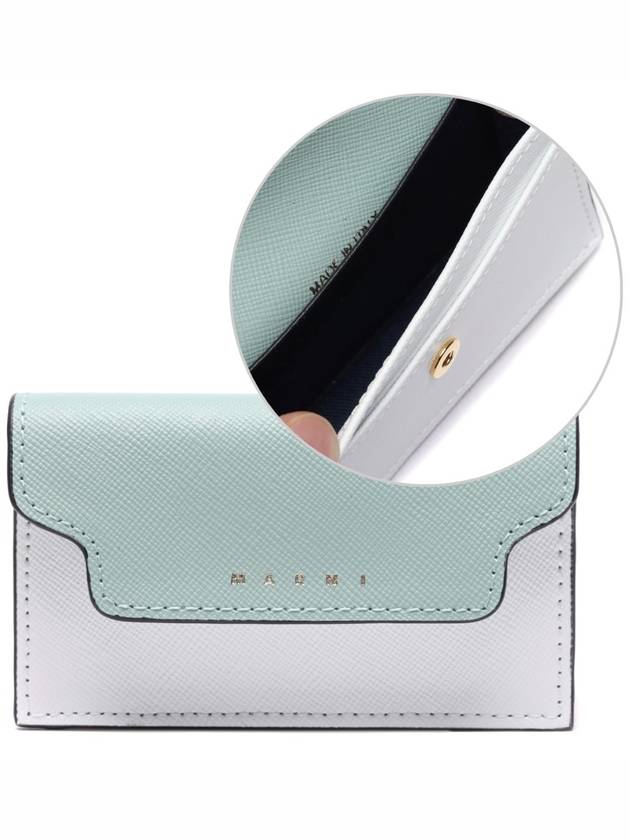 Logo Color Block Saffiano Card Wallet Tea Green - MARNI - BALAAN 3