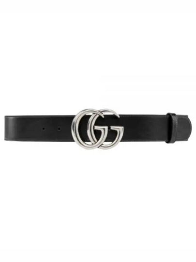 GG Marmont Wide Leather Belt Black - GUCCI - BALAAN 2