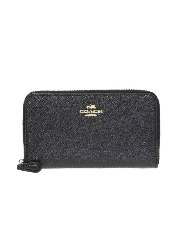 Cross Grain Around Medium Wallet Black - COACH - BALAAN.