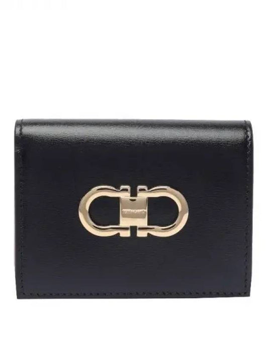 Double Gancio Half Wallet Black - SALVATORE FERRAGAMO - BALAAN 2