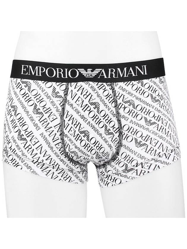 All Over Logo Elastic Band Cotton Trunk Briefs White - EMPORIO ARMANI - 3