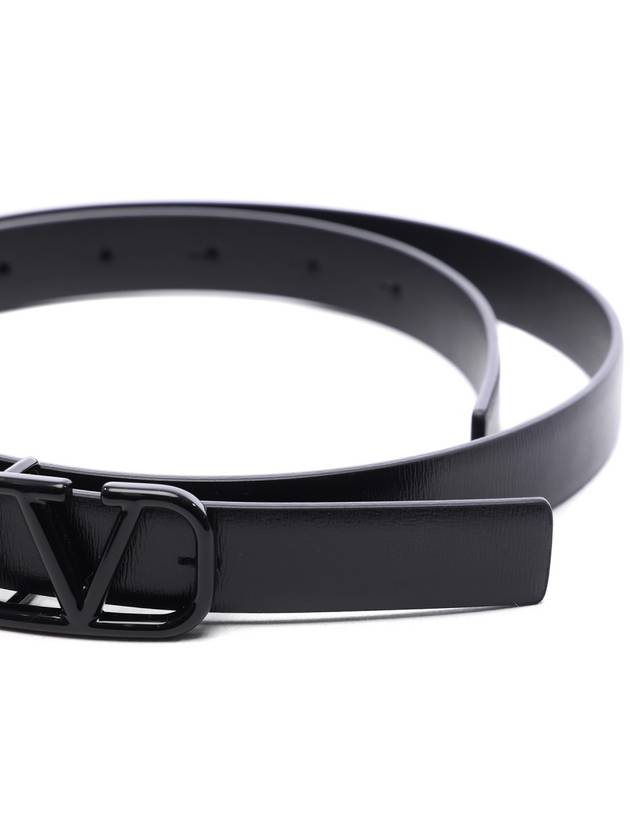 V Logo Signature Leather Belt Black - VALENTINO - BALAAN 6