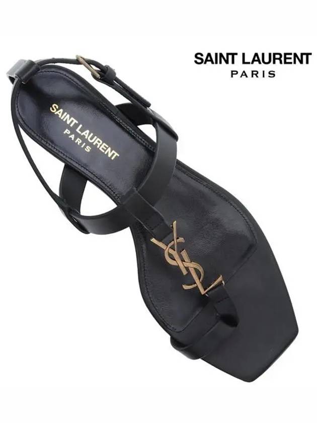 Cassandra Smooth Leather Flat Sandals Black - SAINT LAURENT - BALAAN 5