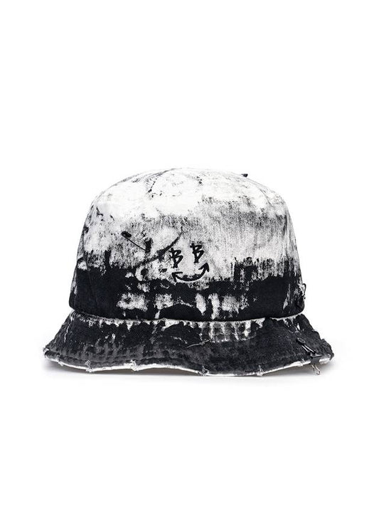 BBD Smoke Painted Custom Denim Bucket Hat White - BLACKBLOND - BALAAN 2