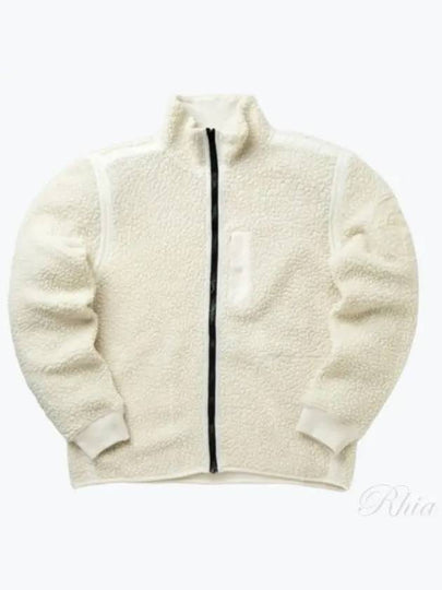 Embroidered Logo Furry Wool Zip-Up Jacket Ivory - STONE ISLAND - BALAAN 2