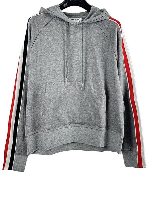 Three Stripe Cotton Hoodie Grey - THOM BROWNE - BALAAN 2