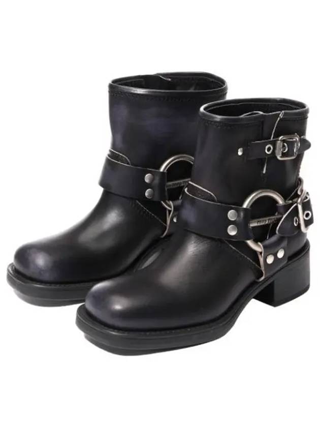 vintage look leather booties women boots - MIU MIU - BALAAN 1