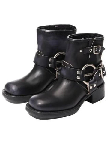 Boots Vintage Look Leather Booties - MIU MIU - BALAAN 1