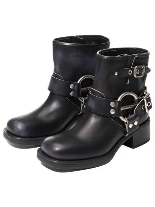 Vintage Look Leather Booties Women Boots - MIU MIU - BALAAN 1