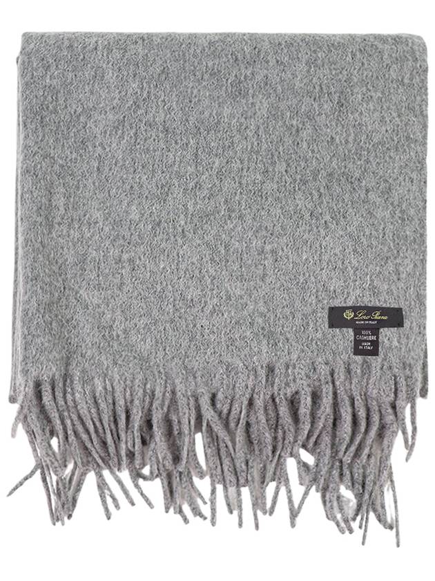 Grande Unita Logo Fringe Muffler Flannel Melange - LORO PIANA - BALAAN 4