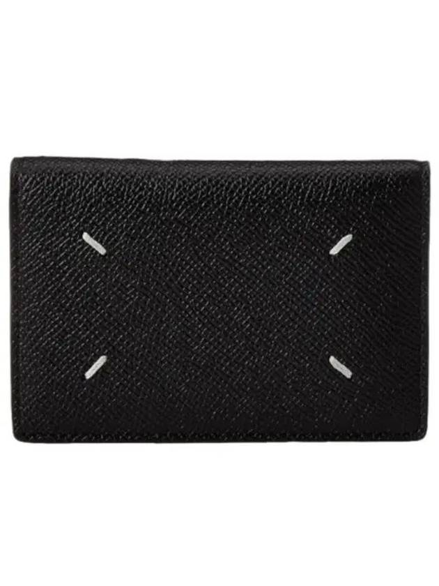 Stitched Bi-Fold Leather Card Wallet Black - MAISON MARGIELA - BALAAN 2