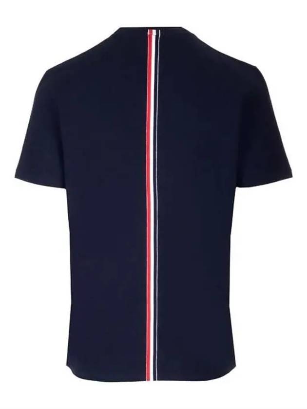 Men's Center Back Striped Short Sleeve T-Shirt Navy - THOM BROWNE - BALAAN 3