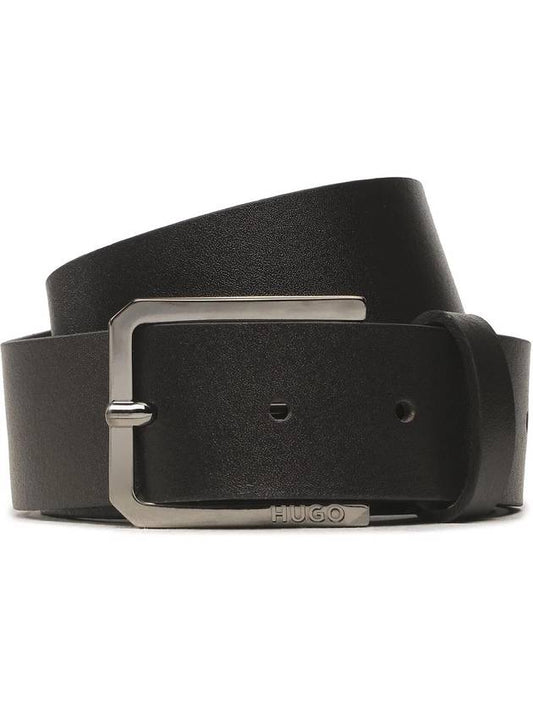 Metal Buckle Leather Belt Black - HUGO BOSS - BALAAN 1