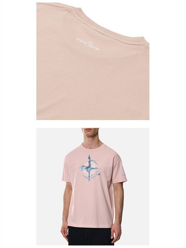 Marble One Logo Print Short Sleeve T-Shirt Pink - STONE ISLAND - BALAAN 6