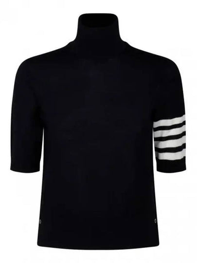 Fine Merino 4 Bar Relaxed Short Sleeve Turtleneck Navy - THOM BROWNE - BALAAN 2