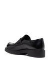 Chocolate Brushed Leather Loafers Black - PRADA - BALAAN 5