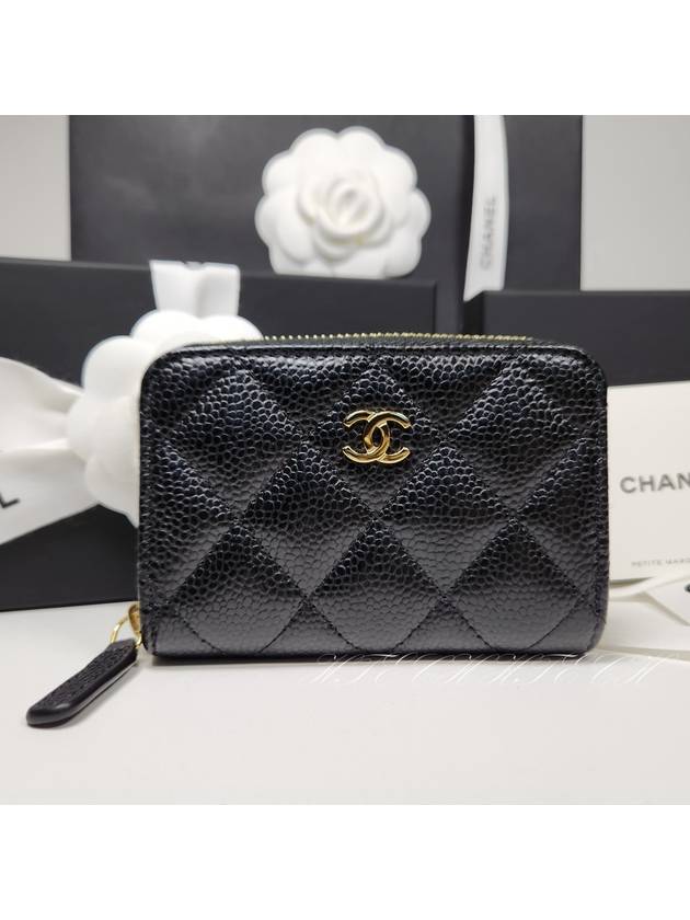 Classic Zipped Coin Purse Grained Calfskin & Gold Black - CHANEL - BALAAN 2