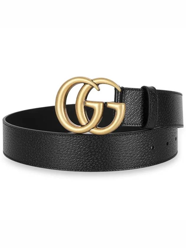 GG Marmont Double G Buckle Wide Leather Belt Black - GUCCI - BALAAN 3