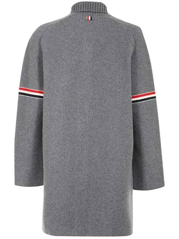 Arm Banding Striped Car Voile Wool Single Coat Grey - THOM BROWNE - BALAAN 4