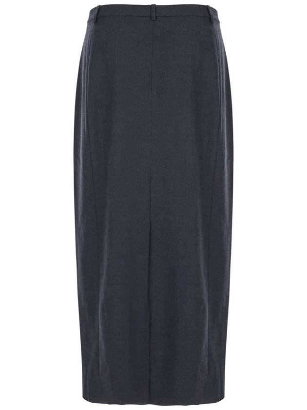 Midi Grey Skirt With Slit In Wool Blend Woman - THEORY - BALAAN 2