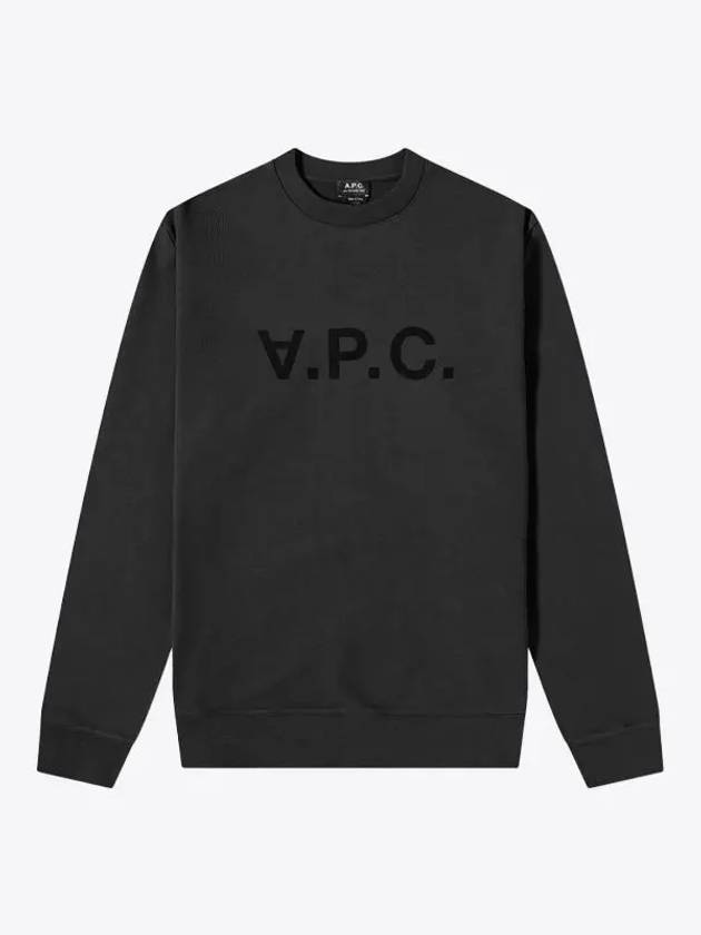 Men's VPC Logo Print Crew Neck Sweatshirt Black - A.P.C. - BALAAN 2