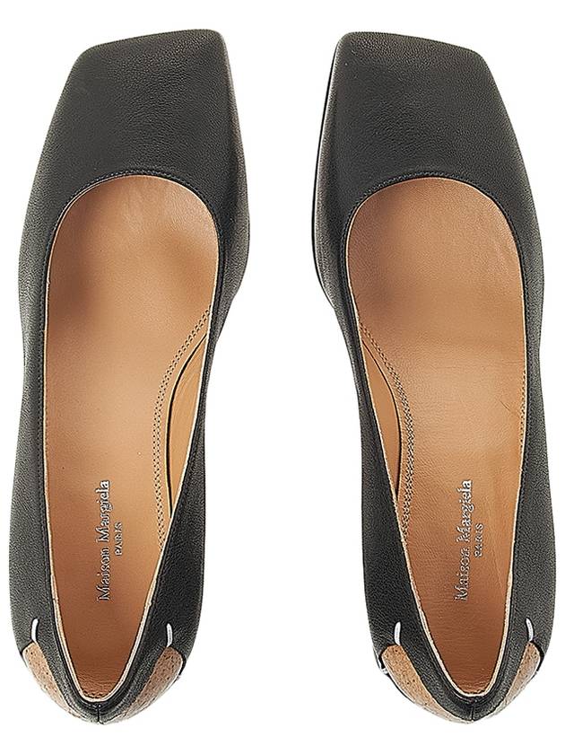 Stitched Leather Square Toe Pumps Black - MAISON MARGIELA - BALAAN 7