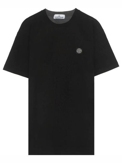 Men's Logo Patch Cotton Short Sleeve T-Shirt Black - STONE ISLAND - BALAAN 2