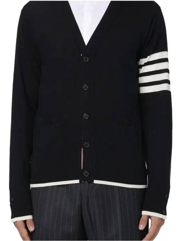 Men s 4 Bar Stripe Wool Black Cardigan MKC002A Y1014 038 - THOM BROWNE - BALAAN 5