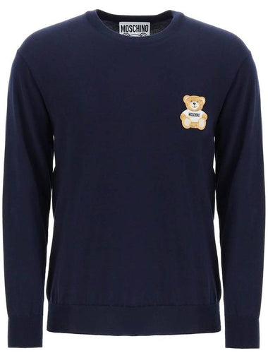 Bear Patch Knit Top Navy - MOSCHINO - BALAAN 1