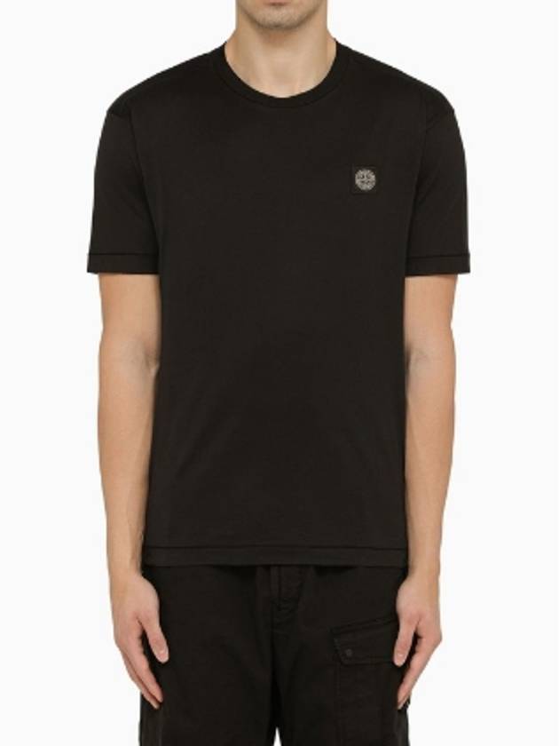 Logo Patch Short Sleeves T-Shirt Black - STONE ISLAND - BALAAN 5