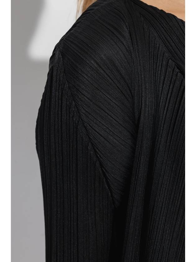 Pleated Open Front Long Cardigan Black - ISSEY MIYAKE - BALAAN 6