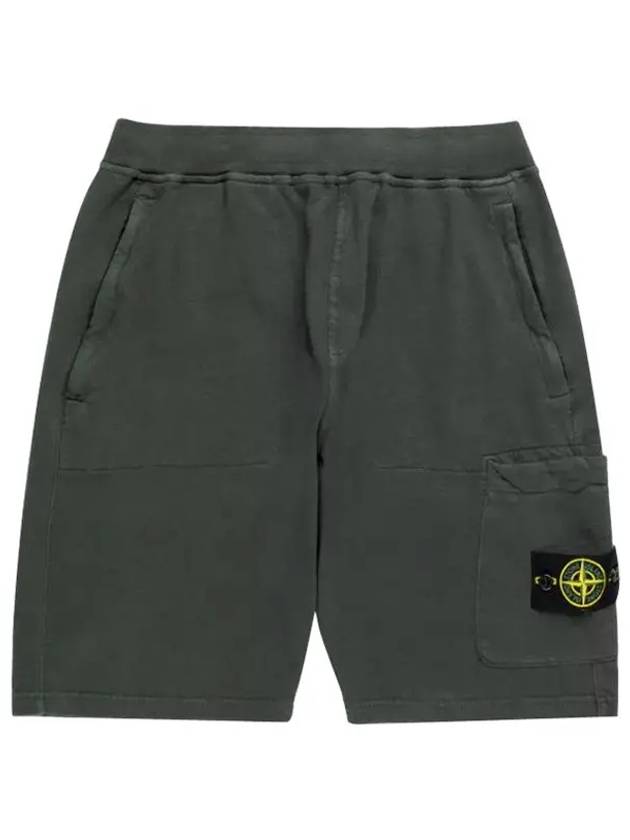 Men's OLD Treatment Logo Patch Cargo Bermuda Shorts Steel Grey - STONE ISLAND - BALAAN 2