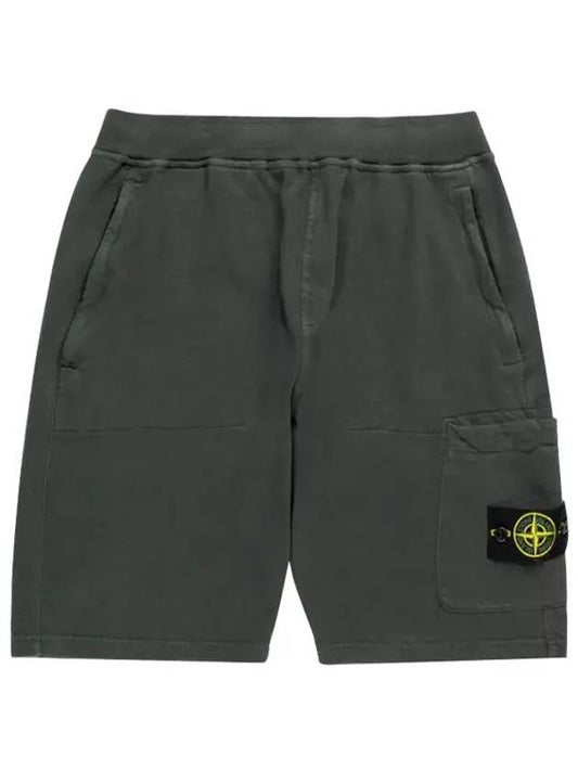 Men's Logo Patch Cargo Shorts Steel Gray - STONE ISLAND - BALAAN.