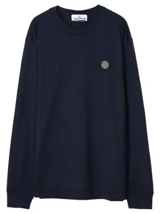 Cotton Jersey Slim Fit Long Sleeve T Shirt Navy Blue - STONE ISLAND - BALAAN 2