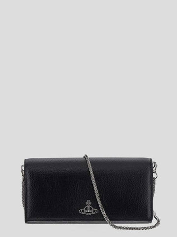 Silver Logo Chain Long Wallet Black - VIVIENNE WESTWOOD - BALAAN 1